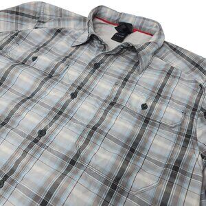 The‎ North Face Short Sleeve Shirt Button Up Shirt Size Large Gray Blue Plaid